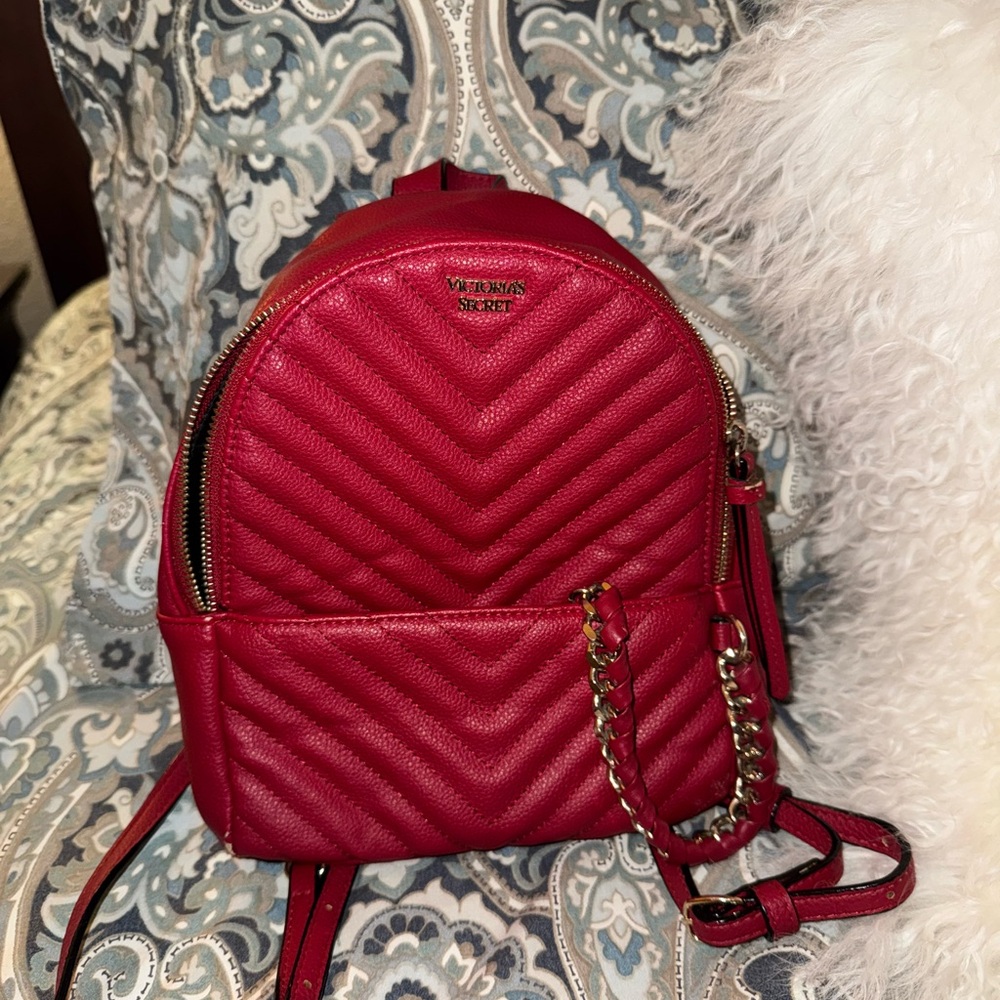 Victoria's Secret Red Quilted Backpack